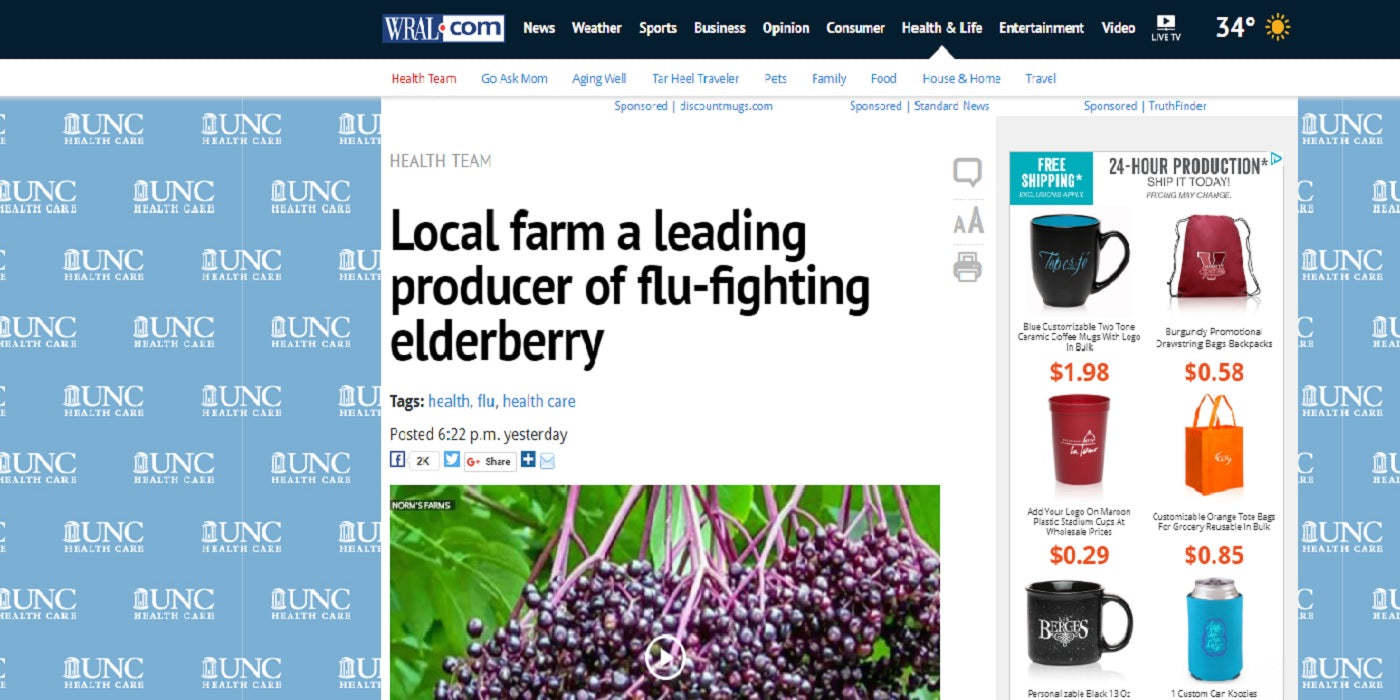 Norm's Farms and Elderberry featured on WRAL News in Raleigh, North Carolina